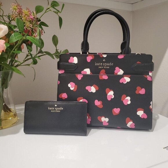 Kate Spade heart print handbag and wallet set - Picture 1 of 7